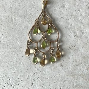 Green and gold crystal chandelier pendant